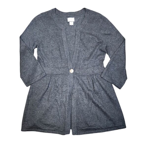 Motherhood Maternity Gray Cardigan Sweater‎ Long Sleeve Button Flowy Tunic M - Picture 4 of 13